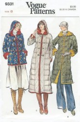 9331 VOGUE 76 LOOSE QUILTED HOODIE COAT LENGTHS PATTERN 14 36